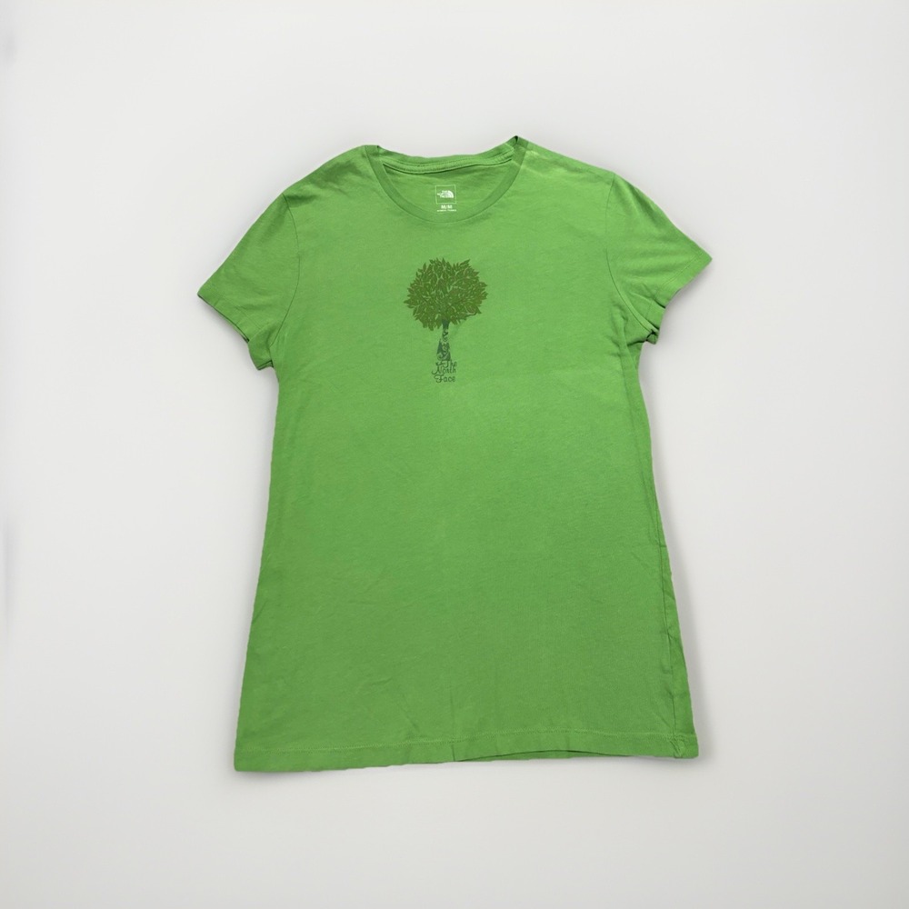 North Face Green T-Shirt Womens M Medium Tree Nature Graphic Logo Tee Gorpcore